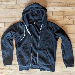 2016 American Apparel Nantucket Fleece Zip Hoodie Small Black Donegal